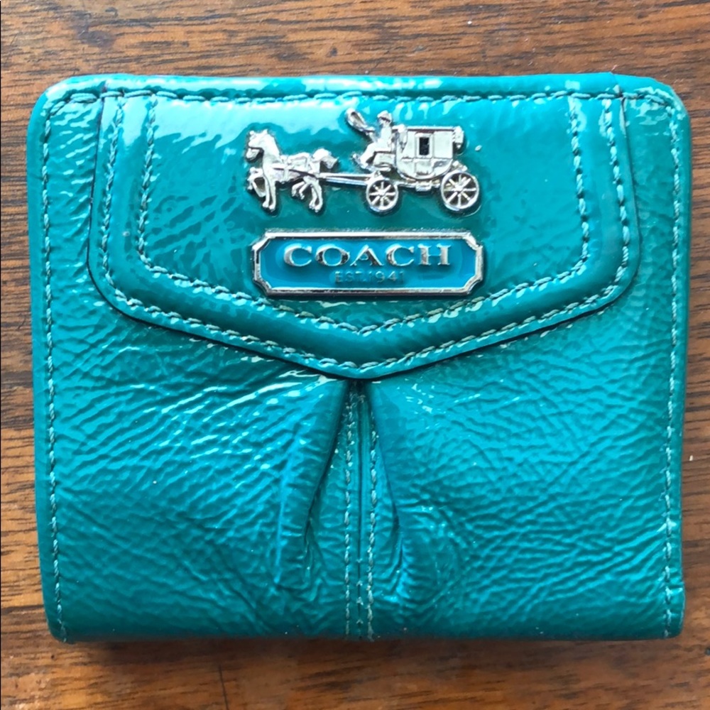 teal coach wallet